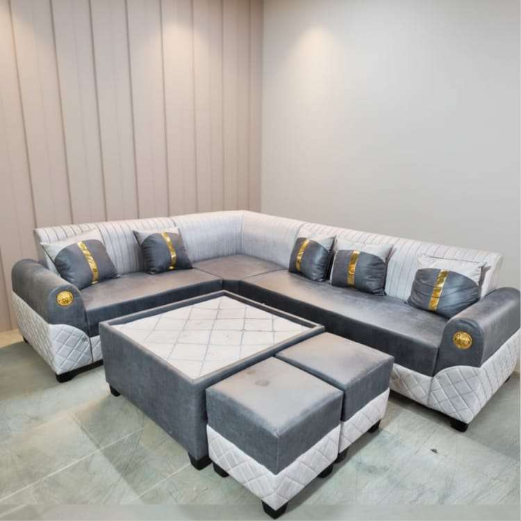 White and Grey Combination Large Sofa Set